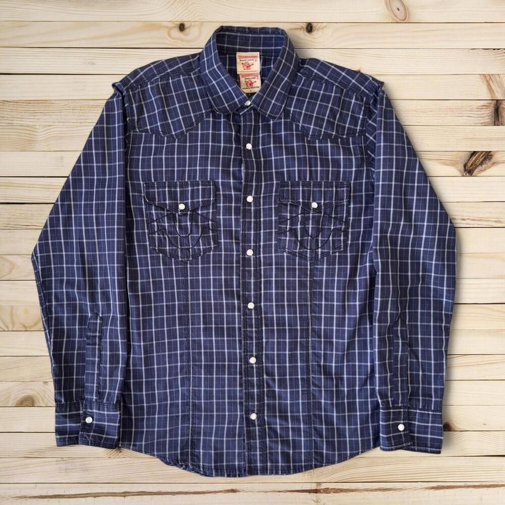 True Religion Y2K Western Pearl‎ snap shirt with plaid pattern